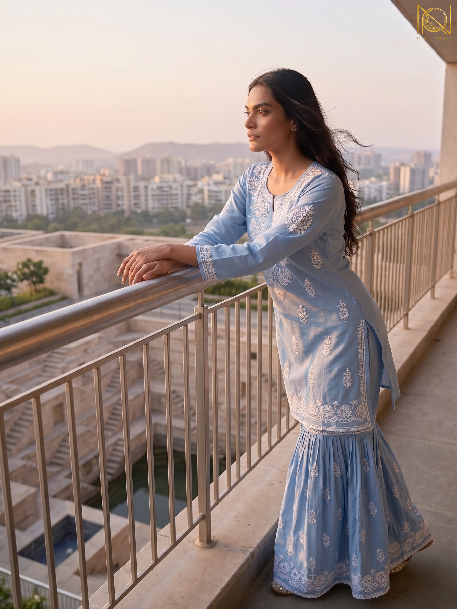 Hot Selling Powder Blue Garara Set