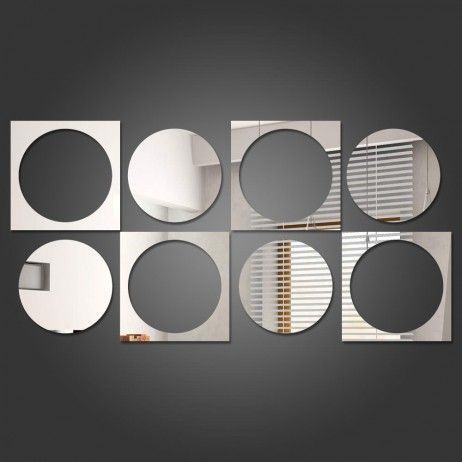 Premium Quality, Pack of 8 Round Mirrors, wall decor, DIY Round wall decor, Wall decoration items for Dinning room, Bedroom, Office, Elegant Modern wall decor, Self adhesive - My Store