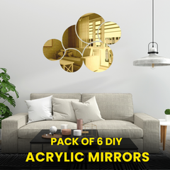 DIY Blended Beautiful Acrylic Mirror, Radiant Round Acrylic Wall Decor, wall decoration items for home, bedroom, office, Self adhesive mirrors - My Store