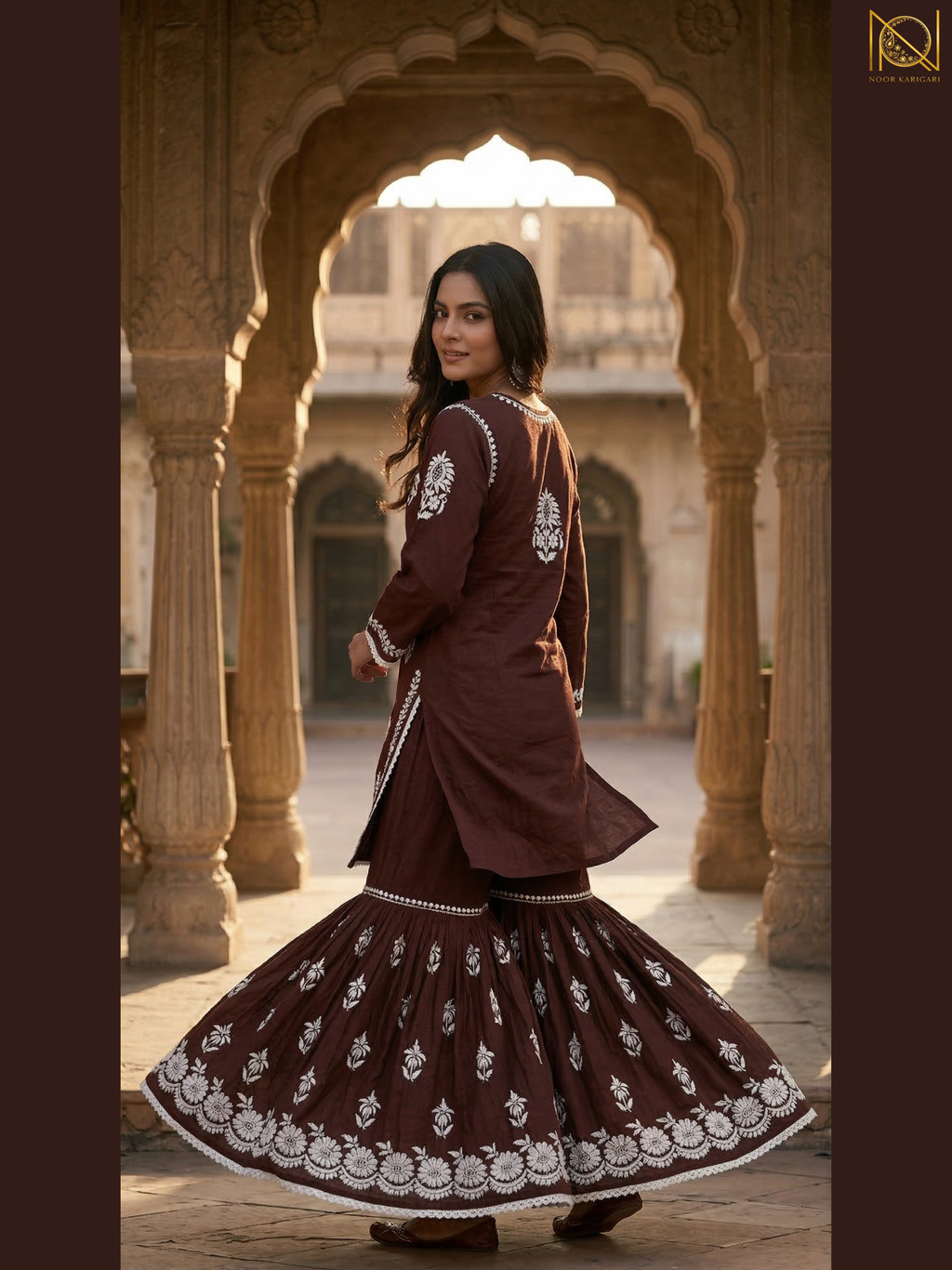 Hot Selling Deep Cocoa Brown Garara Set