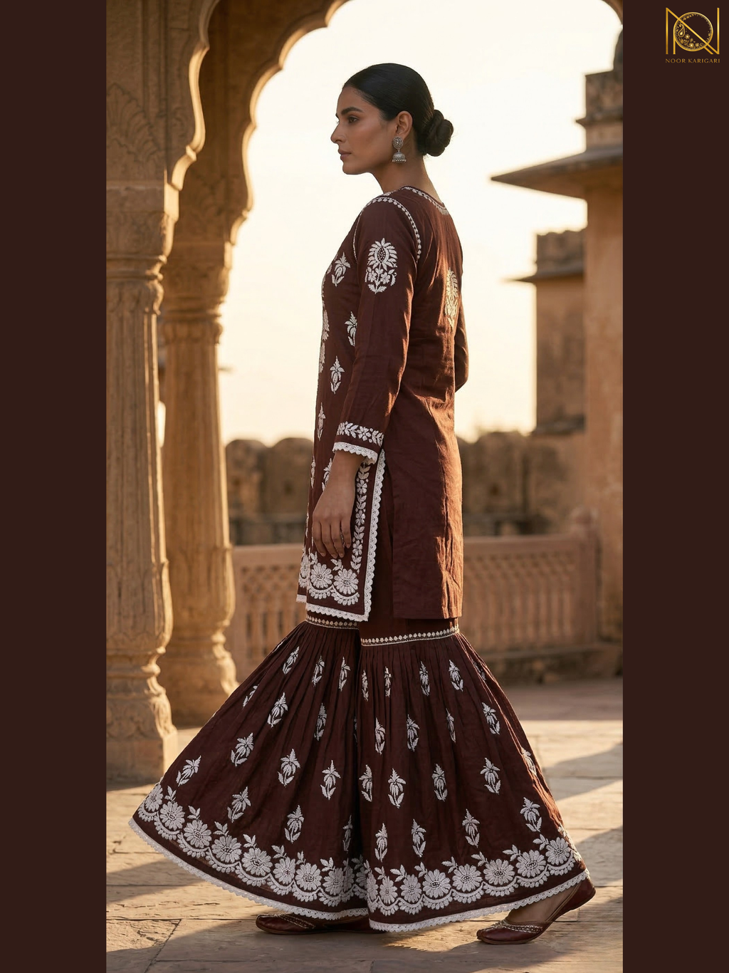Hot Selling Deep Cocoa Brown Garara Set